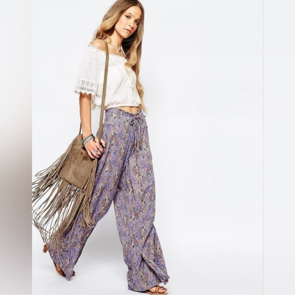 Ralph Lauren Denim & Supply floral print high-rise palazzo wrap pants Size S - Picture 2 of 5
